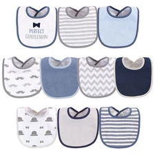 Hudson Baby Cotton and Polyester Bibs 10pk, Perfect Gentleman, One Size