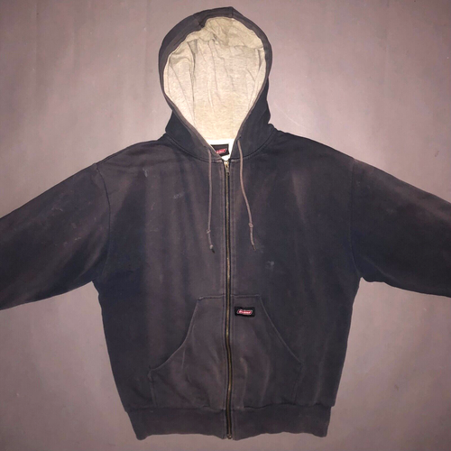 Vintage DICKIES DISTRESSED ZIP UP HOODED THERMAL SWEATSHIRT Sun Faded Burnout M - Picture 2 of 22
