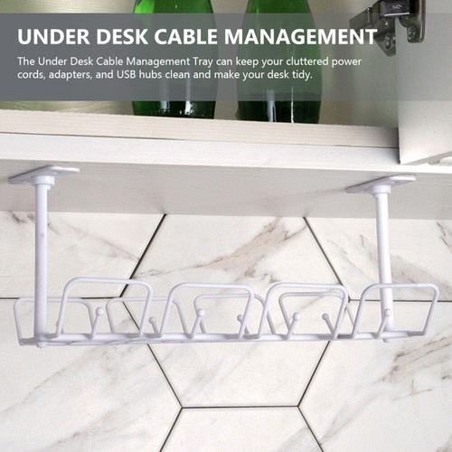 2 Pcs Wire Storage Rack Office Desk Cable Management Tray Standing - Afbeelding 10 van 12