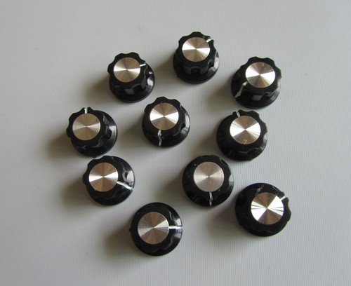 10pcs Black w/ Chrome Cap Effects Pedal Knobs Push on Knob fits BOSS Effects - Picture 2 of 3