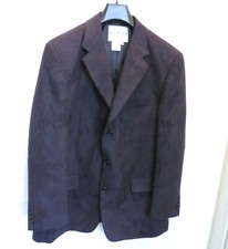 Norm Thompson Blazer Sport Coat Jacket 44R Navy Blue Faux Suede 3 Button