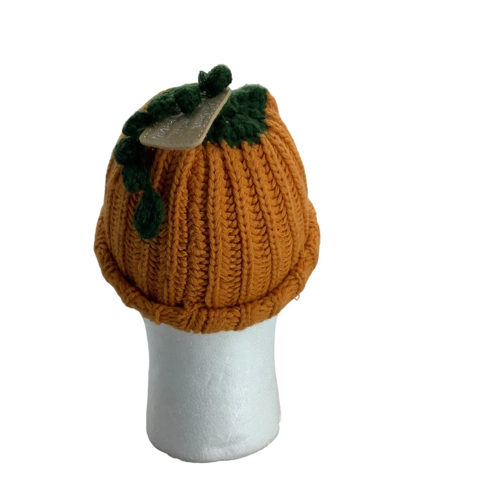 Gorro tejido Mud Pie Infantil Lindo Calabaza en el Parche Naranja Verde Otoño Foto 3 de 4
