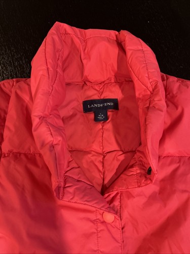 Lands' End Women's Vest Goosedown & Feather Nylon Snap Up Size 14-16 L Dark Pink - Picture 3 of 11