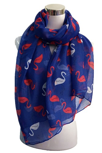 Women Ladies Long Flamingo Pattern Print Shawl Scarf Warp Stole - Picture 6 of 8