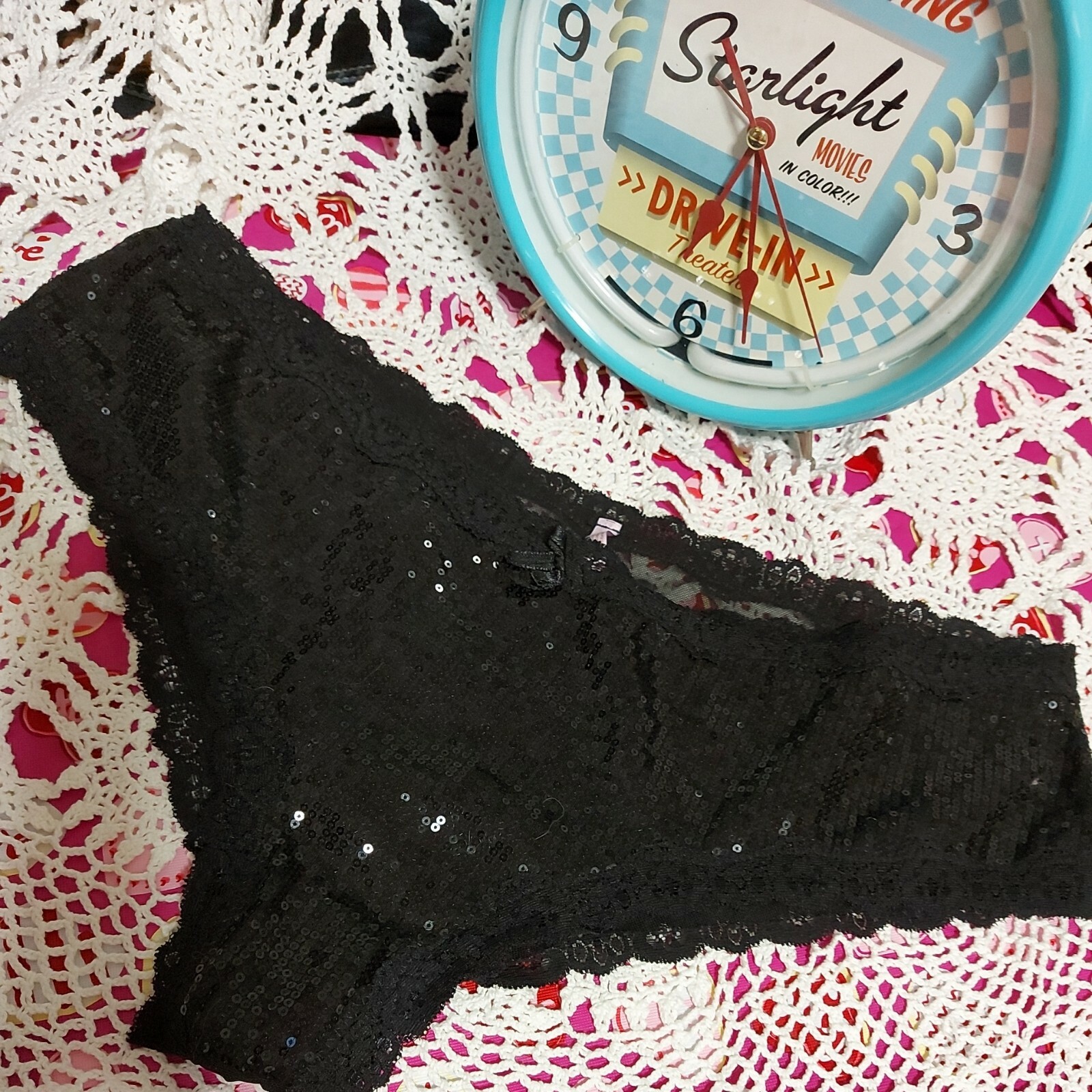 SEQUIN HI LEG MESH VINTAGE BIKINI SZ.3X/11SHEER BK. SILKY ON SKIN STRETCHY RARE
