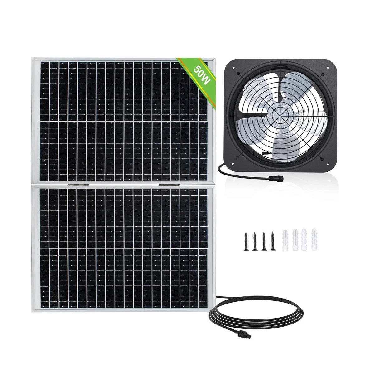 ECO-WORTHY 50W Solar Attic Fan Kit, 50W Foldable Solar Panel and 14u0026#034;  DC Fan w... | eBay