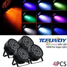TCFUNDY 4PCS 180W RGBWA+UV LED Par Can Light DMX Stage DJ Disco Party Lights US