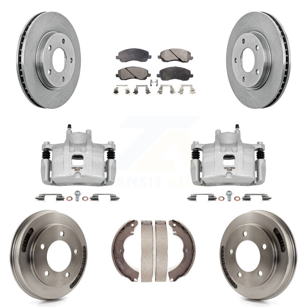 Front Rear Brake Caliper Rotors Drum Semi-Metallic Pad Kit for Mitsubishi Lancer