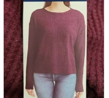 SPLENDID WOMEN'S WAFFLE KNIT TUNIC SHIRT(MERLOT,SMALL) NWOT