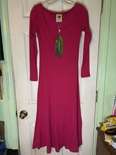Farm Rio Long Sleeve Ribbed Maxi Dress Pink Large