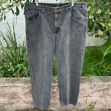 Vintage 90s GAP Black Gray Wash Jeans 40x29 Made in USA Straight Leg Denim