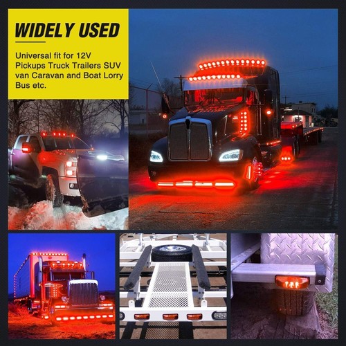 4PCS Red 3 Led Truck Trailer Light Front Rear Side Indicator Lamp Waterproof - Picture 11 of 12