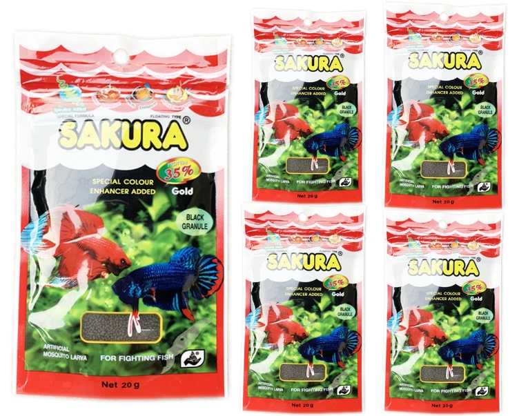 Betta Fighting Fish Food Sakura Artificial Mosquito Larva Floating Pellet 20 gx5