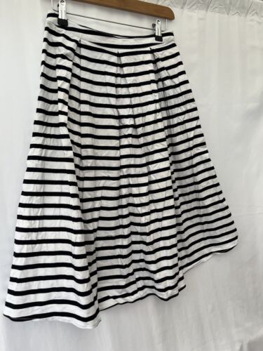 New Look White Striped A-Line Skirt Cotton Size 8 Knee Length - Picture 2 of 12