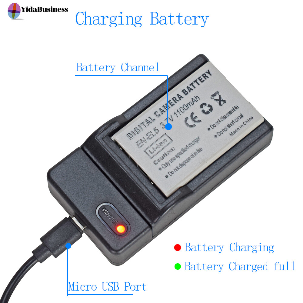 Chargeur Secteur + Allume-cigare Pour Batterie EN-EL5 - Nikon Coolpix P6000, P530 Et Autres
