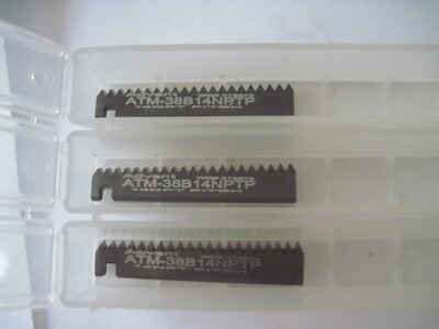 (Qty 3) Advent Tool & Mfg ATM-38B14NPTP Solid Carbide Thread Mill Inserts 14 TPI