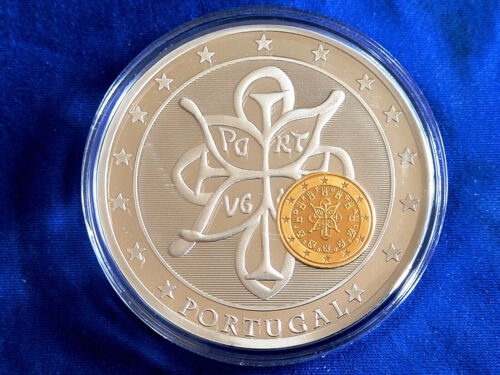 Portugal - 10 Jahre Euro - Polierte Platte - 50mm - Silber & Gold Auflage - Bild 1 von 2