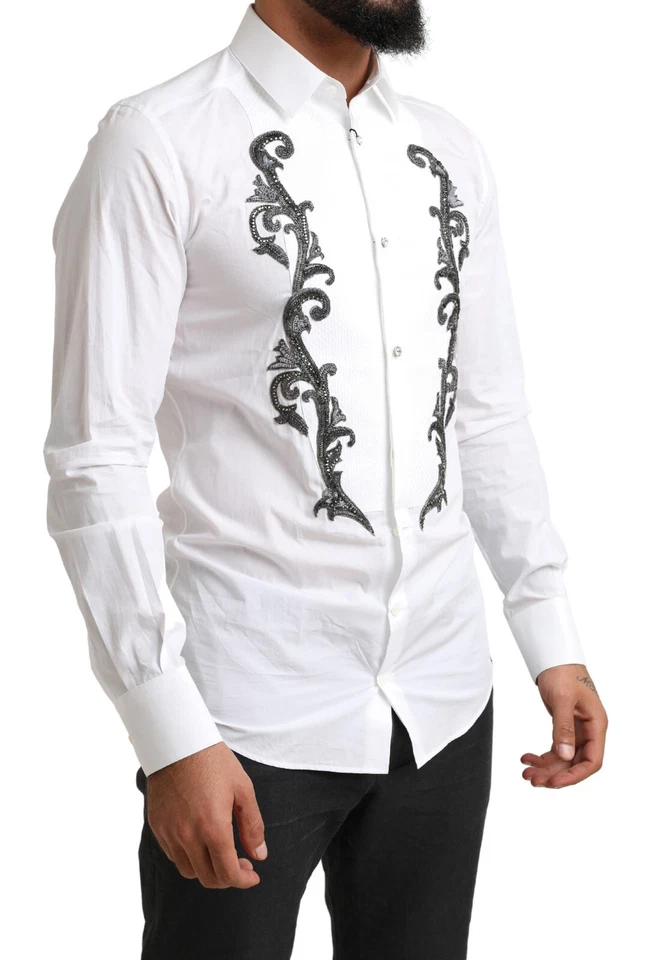 Camisa DOLCE & GABBANA DORADA Esmoquin Blanco Calce Ajustado Barroco 38 / US15 / S 2200usd Foto 2 de 4