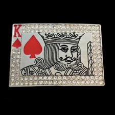 Rhinestone King of Hearts Card Belt Buckle Belts Buckles