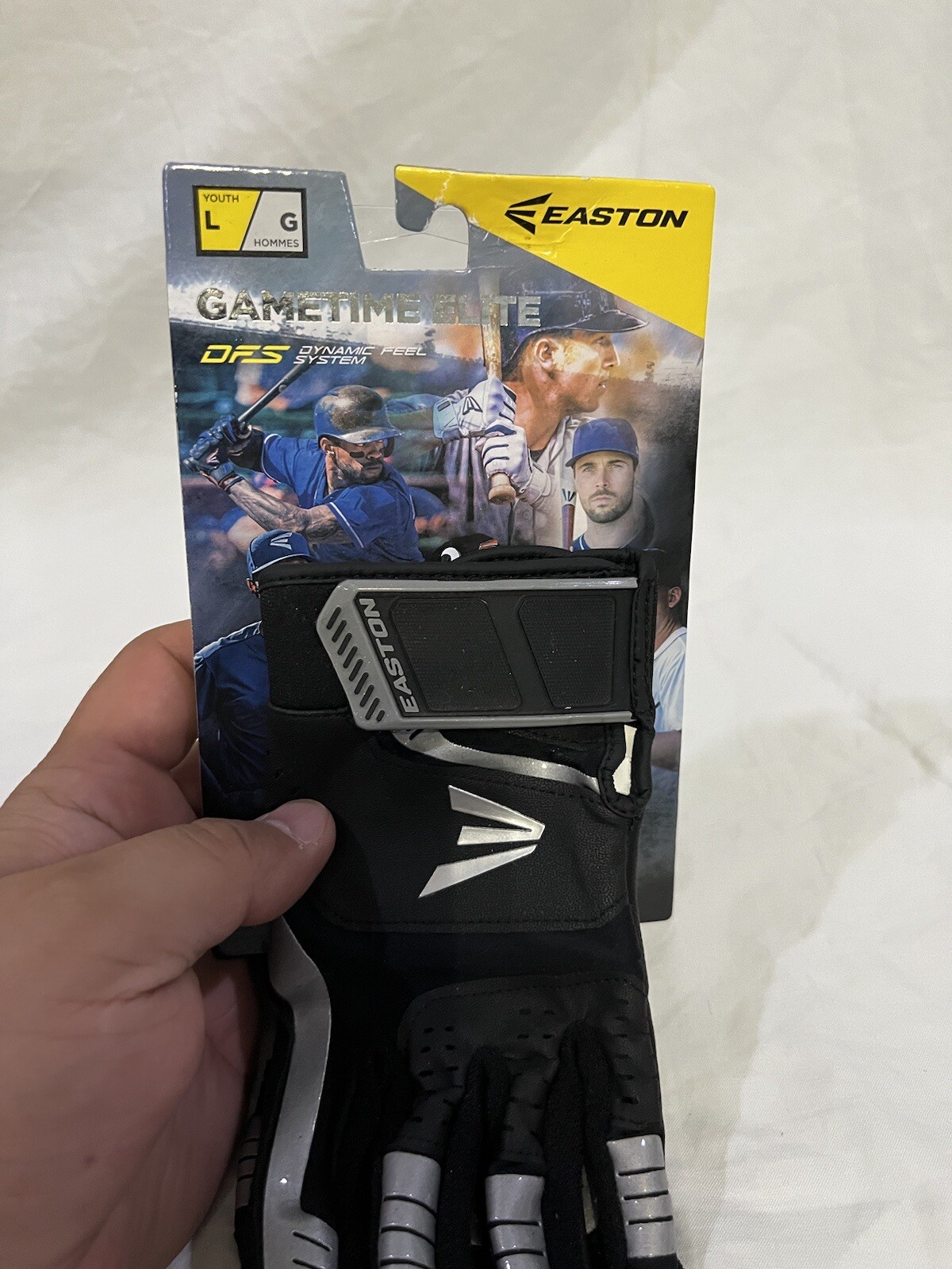 Easton Youth Size large Gametime Elite DFS Baseball Batting Gloves BLK