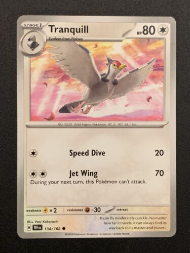 Tranquill - 134/162 - Common - SV5: Temporal Forces - Pokemon TCG - Picture 1 of 3