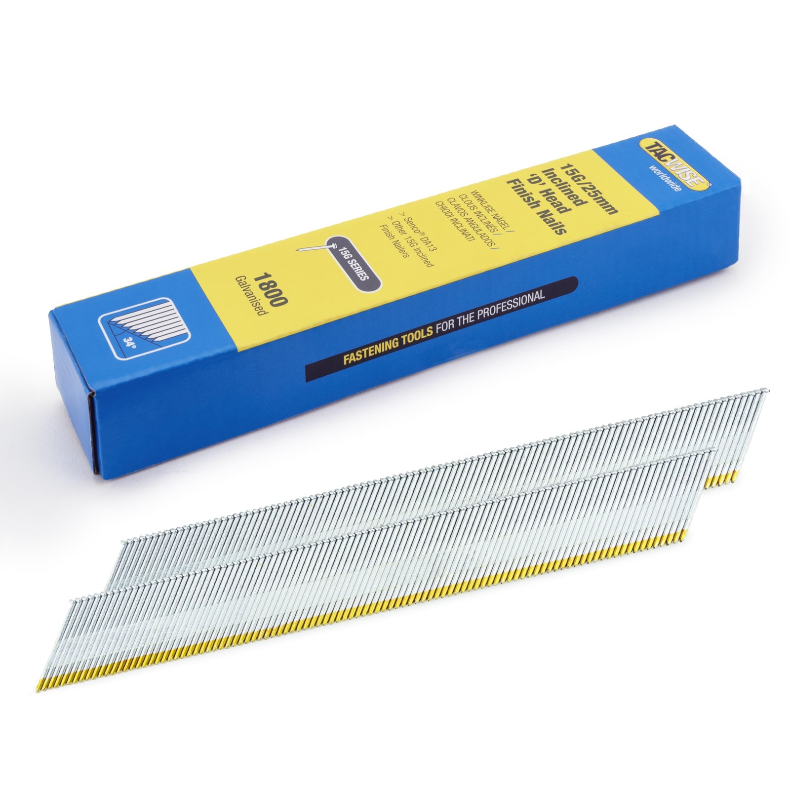 Clous inclinés DA 15G en acier galvanisé 25 mm pour éviter les fissures du bois
