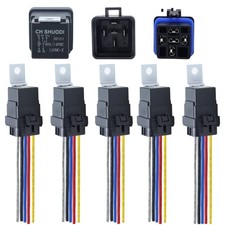 5 Pack 40/30 AMP 12V DC Waterproof Relay and Harness - Heavy Duty 12 AWG Tinn...