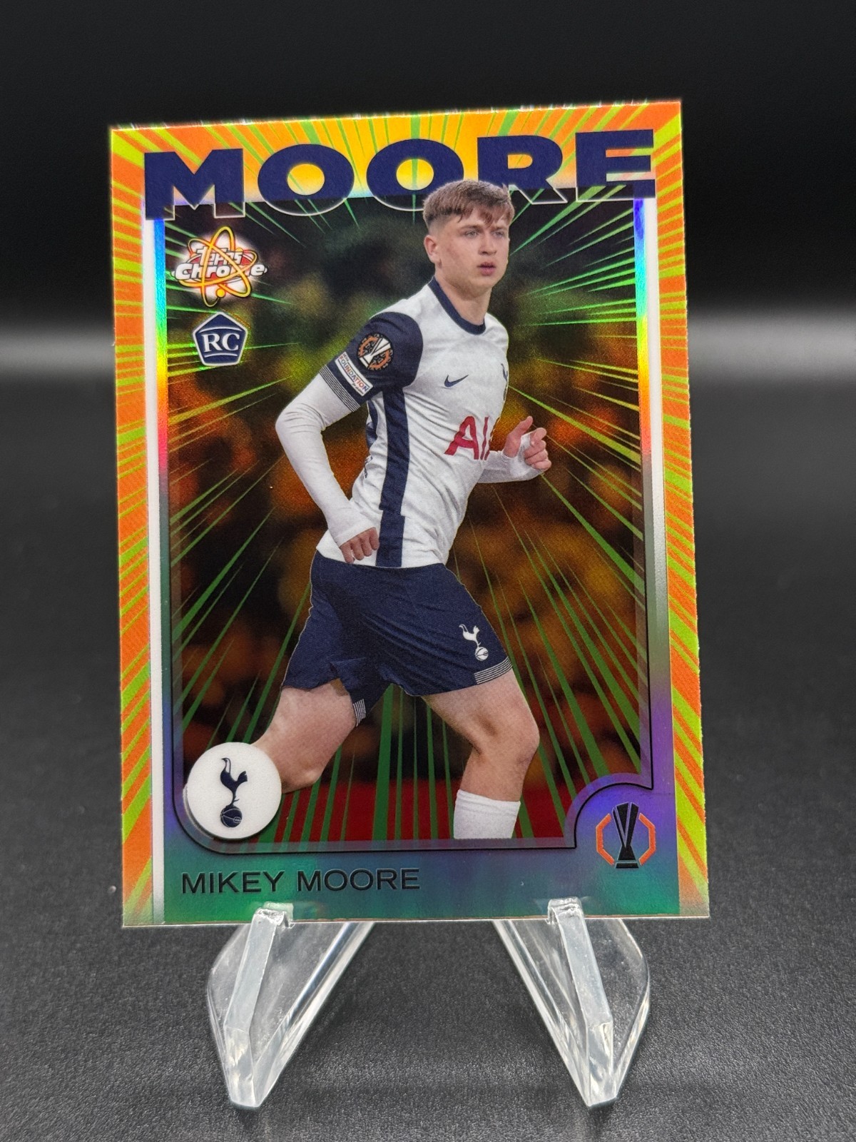 2024-25 Topps Chrome UEFA Mikey Moore #RR-3 Radiating Rookies RC -E