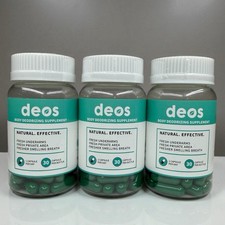 3 Pack DEOS Internal Deodorant Supplement Full Body Freshness 30 Caps EXP 01/28