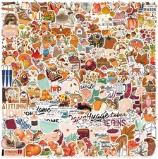 200 PCS Thanksgiving Fall Stickers Pack, Vibrant Autumn-Themed Colorful 
