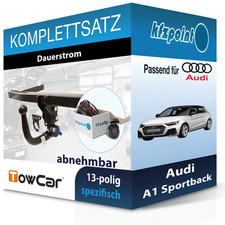 Für Audi A1 Sportback 18- TOWCAR Anhängerkupplung abnehmbar + 13polig E-Satz neu