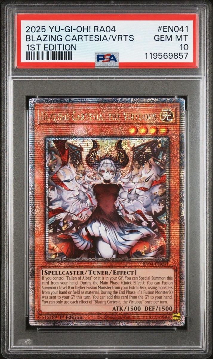 2025 PSA 10 YUGIOH RA04 QCR SECRET RARE BLAZING CARTESIA THE