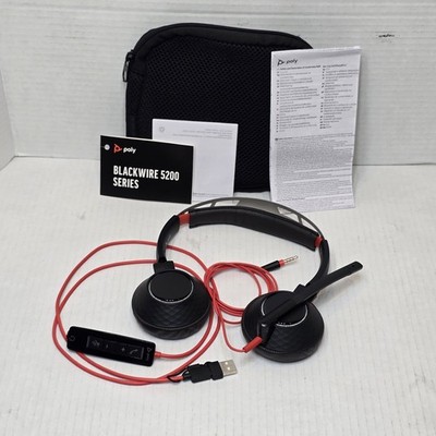 Plantronics Poly Blackwire 5200 Series C5220 USB-C Stereo Headset w/ Case
