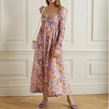 Zimmermann Violet Twist Front Dress Size 4 / 16 AU / 12 US Midi Floral RARE