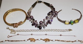 Fabulous mixed goldfill & sterling silver 925 art glass beaded bracelets Lot#434