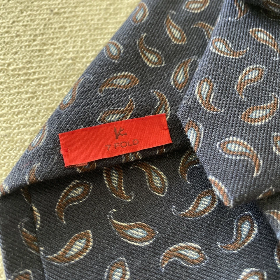 Corbata para hombre Isaia Napoli 100 % lana multicolor cachemira 7 pliegues Italia Foto 3 de 4