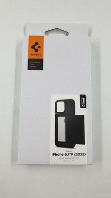 Spigen Slim Armor CS Hülle iPhone 14 Pro Case Schwarz Kartenfach Cover