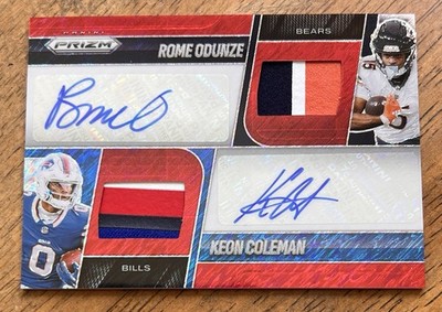 2025 Panini Prizm Rome Odunze Keon Coleman Dual Patch Auto Red Shimmer /35