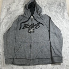 Ecko Unltd Men's Hoodie Sweatshirt Size XXL Full Zipper Dark Gray Skater Y2K