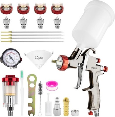 LVLP Air Spray Gun R500 Premium Kit with 1.3/1.5/1.7Mm Nozzle, 600ML Plastic Cup