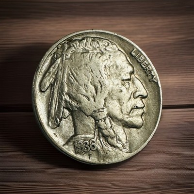 1936-P Buffalo Nickel XF W/ Full Date & Almost Full Horn As Pictured # BN 213