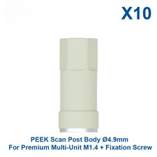 10x Corpo palo scansione PEEK dentale Ø4,9 mm per CAD/CAM Premium Multi-Unità M1.4