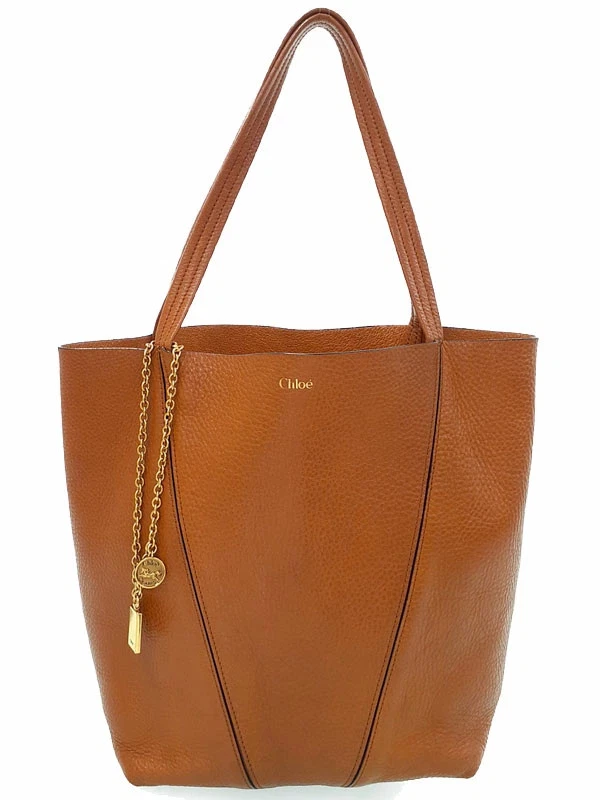 Chloe — Chloe Spin Tote Bag Leather Brown Women's #TB1147