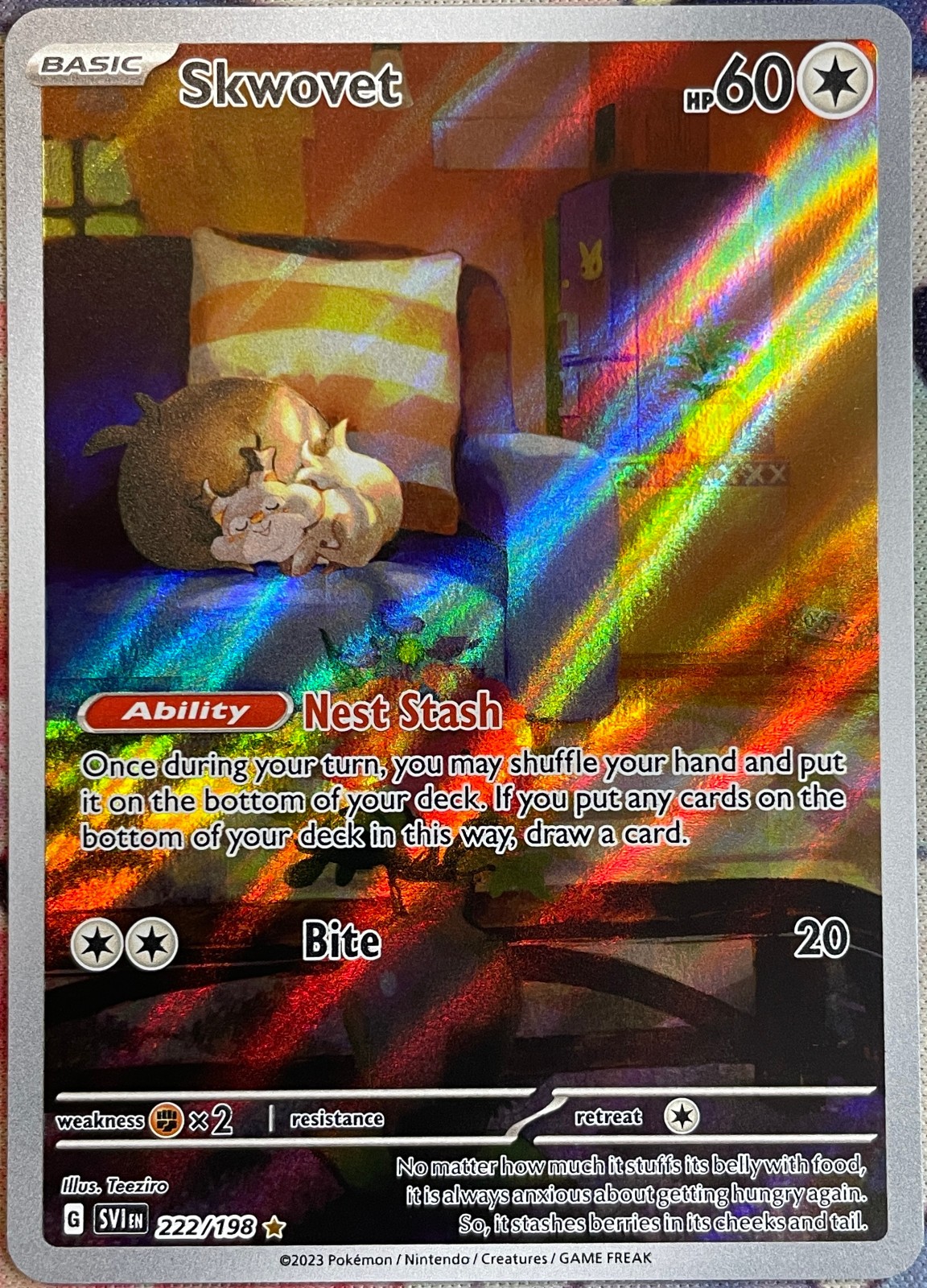 Skwovet Illustration Rare Holo - 222/198 - Scarlet & Violet Base Pokemon 2023