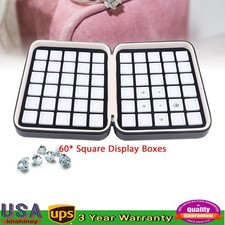 60-grid Gem Diamond Jewelry Display Box Gemstone Storage Zipper Lock Container