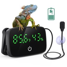 Reptile Thermometer Hygrometer, LED Digital Terrarium Thermometer and Humidit...