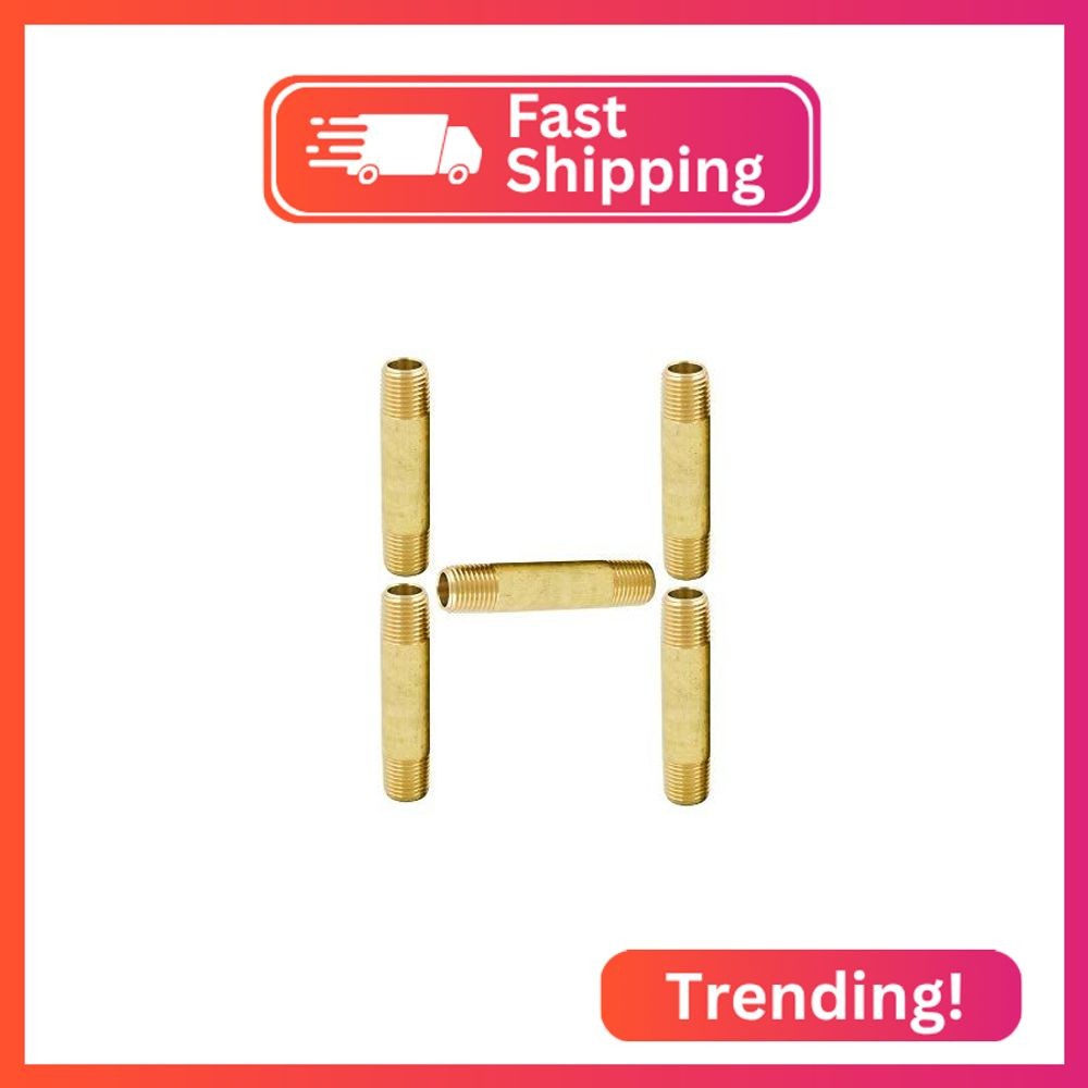 Legines Brass Pipe Fitting Long Nipple, 3/8" NPT Male x 3/8" NPT Male Extender S