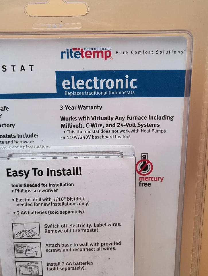 ritetemp™ Pure Comfort Solutions™ Universal Replacement Heat/Cool Thermostat.NEW - Image 4 of 4