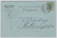 Deutsches Reich Krone-Adler Firmenpostkarte A. L&uuml;mkemann L&Uuml;BBECKE 1898 259