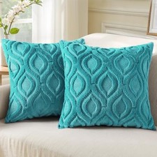 Throw Pillow Covers 18x18 Inch Set of 2, Soft 18" x 18" Pack of 2 Turquoise